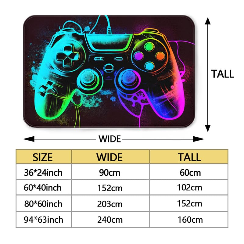 36x24 Inches Gaming Rug for Boys Room - Soft Gamer Carpet for Game Room, Living Room & Bedroom - Perfect for Esports Decor, Streaming Setup & Gaming Themed Spaces