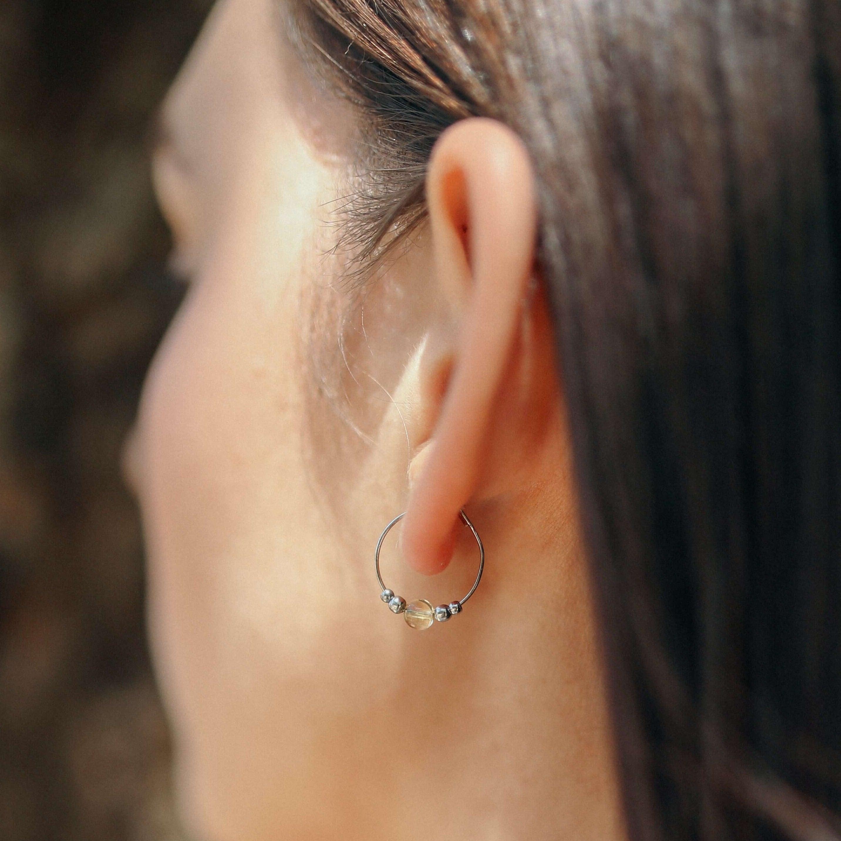 Tiny Yellow Citrine Bead Hoop Earrings - Dainty Gemstone Jewelry for Women | Perfect for Everyday Wear, Parties & Gifts