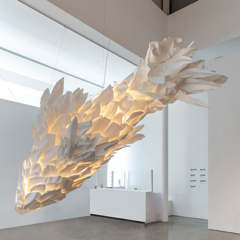 Elegant White Fish Shaped Chandelier - Modern Ceiling Light Fixture for Dining Room, Bedroom & Living Room Decoration | Perfect for Coastal, Nautical or Underwater Theme Home Decor