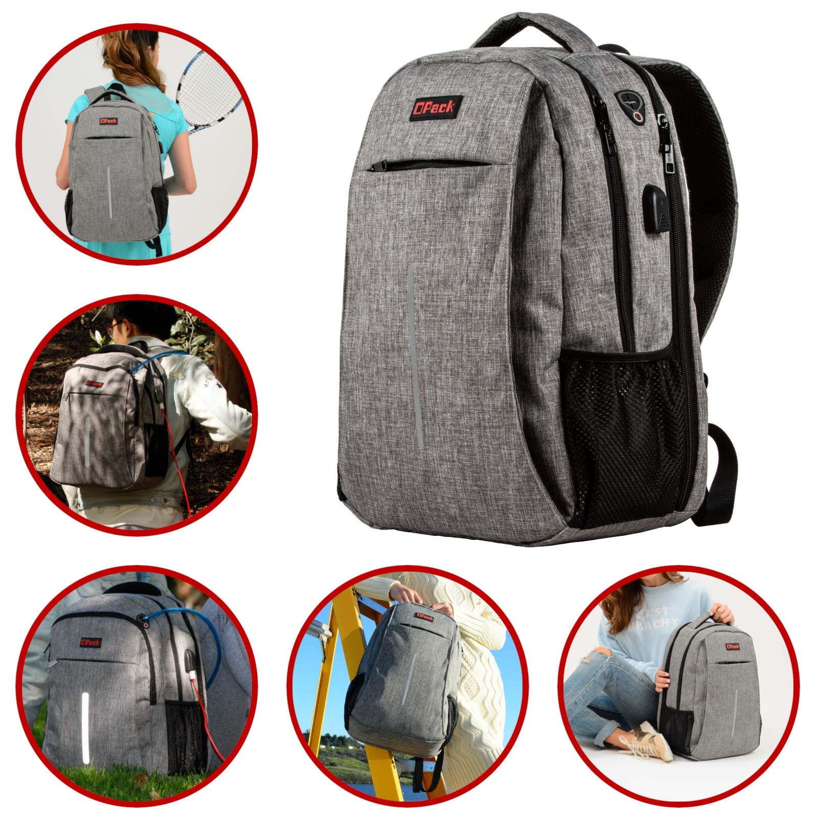Anti-Theft Travel Laptop Backpack for Business & College - Slim 15.6 Inch Laptop Bag with RFID Blocking Pockets, USB Charging Port & Water Resistant Design - Perfect for Commuting, Work & School