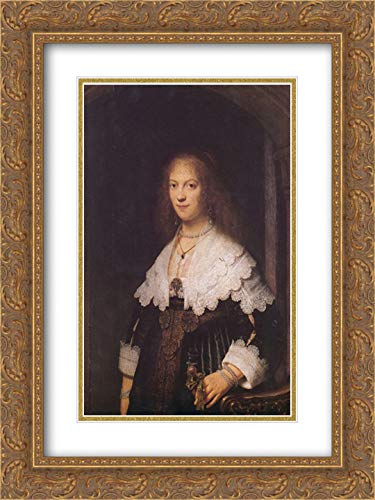 Maria Trip 18x24 Inch Gold Ornate Picture Frame with Double Matted Museum Quality Rembrandt Art Print - Perfect for Living Room Decor, Wall Art, and Home Office Display