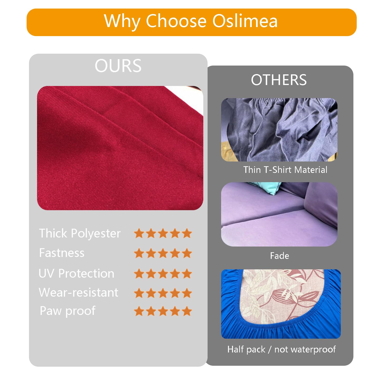 Oslimea 24x24x4 Inch Waterproof Outdoor Patio Cushion Covers - 2 Pack Washable Replacement Slipcovers for Sofa, Couch & Chair - Indoor/Outdoor Furniture Protector (Red) - Perfect for Backyard, Deck, Poolside & Patio Furniture