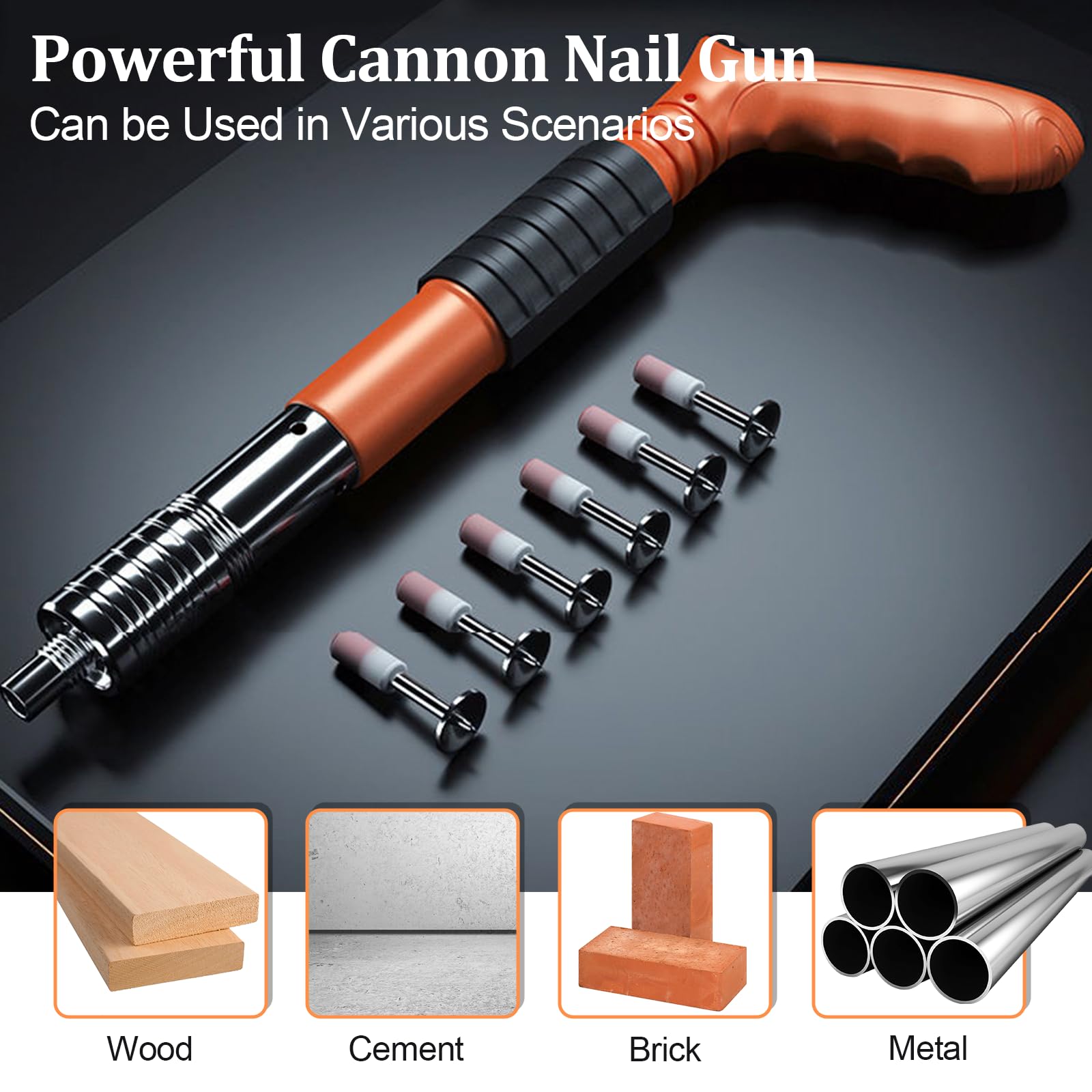 5-Speed Adjustable Mini Manual Concrete Nail Gun Kit with 200pcs Nails - Professional Woodworking & Decoration Nailer for Red Brick Walls, Concrete Walls - Perfect for DIY Home Renovation and Construction Projects