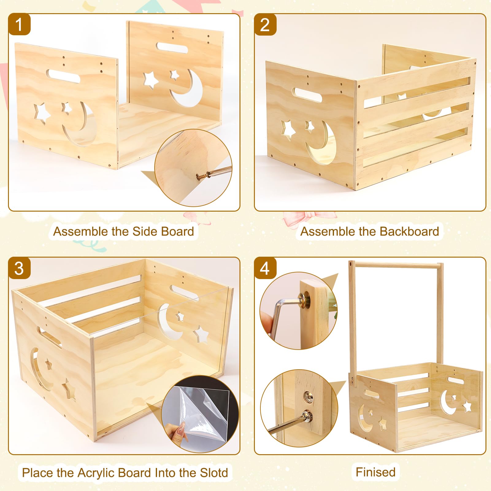 Custom Wooden Baby Shower Gift Crate with Hanger Rack - Personalized Nursery Storage Organizer for Newborns - Perfect Baby Shower Gift Basket for New Parents - Ideal for Nursery Decor & Baby Clothes Organization