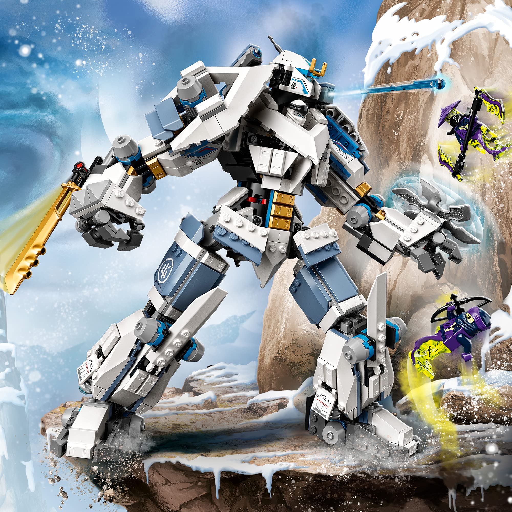 LEGO 71738 Ninjago Zane's Titan Robot Battle Set - Action-Packed Ninja Robot Toy with Jay Dorado & Zane Minifigures vs Ghost Warriors - Perfect Gift for Kids Ages 9+ | Epic Ninja Battles & Creative Play