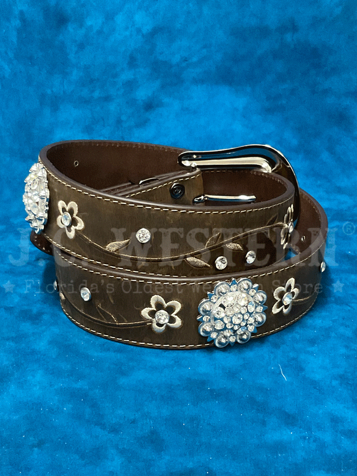 Ariat A1510202 Women's Rhinestone Concho Fashion Belt - Brown Western Style Belt for Cowgirl Outfits, Rodeo Events & Country Concerts