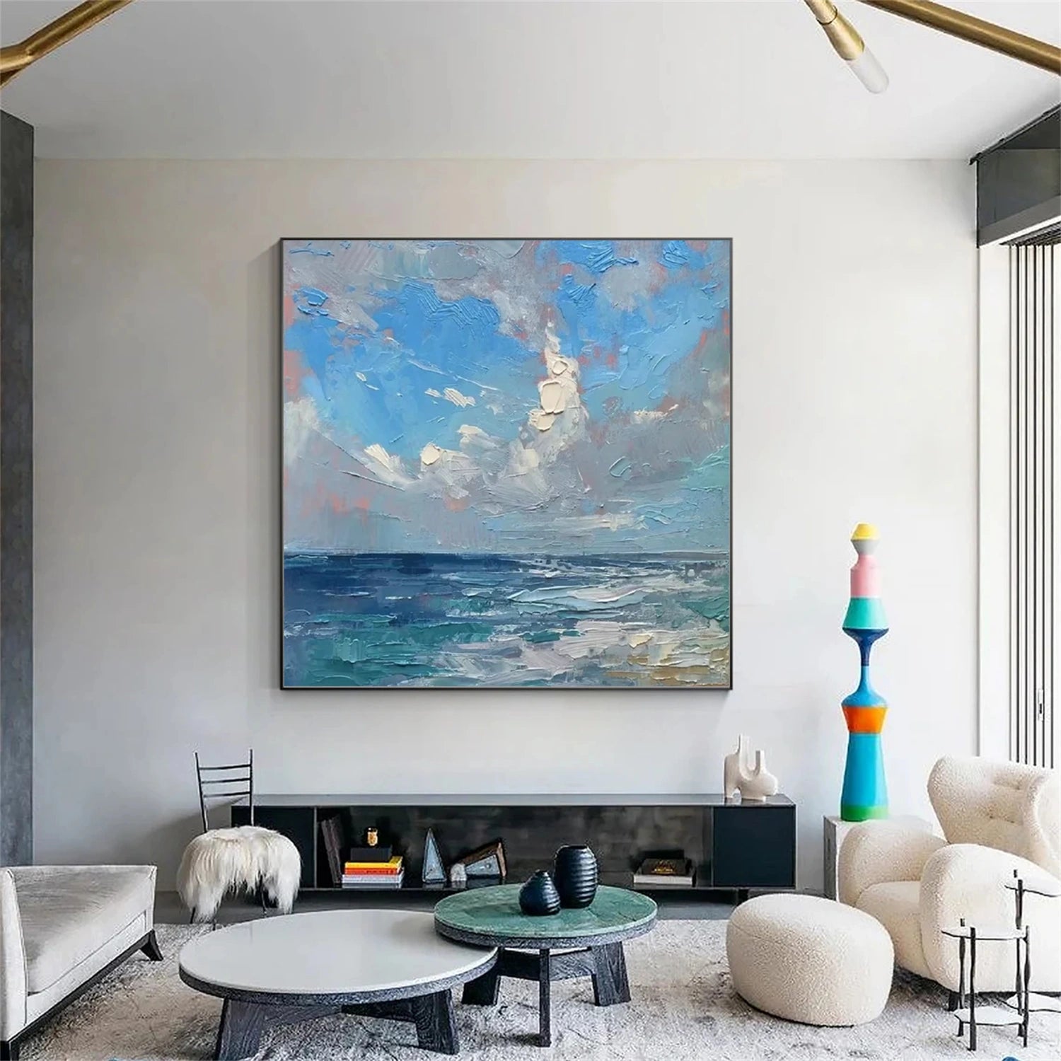 Ocean And Sky Abstract Canvas Art Wall Decor - Modern Coastal Painting for Living Room, Bedroom & Office | #OS 268