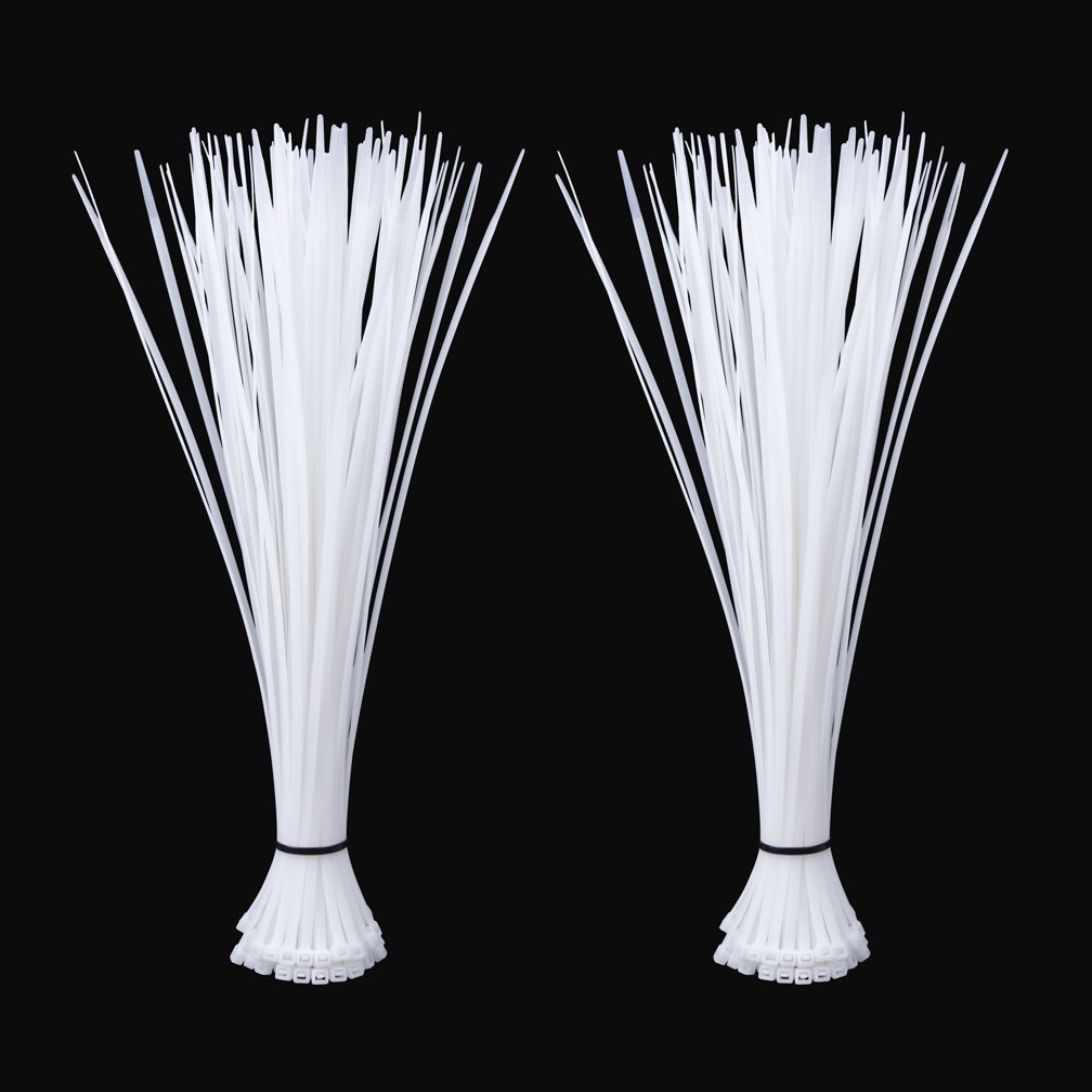 10Gtek 8-Inch White Nylon Self-Locking Cable Ties - 1000pcs Bulk Pack for Home, Office & Industrial Wire Management, Organizing Cords & DIY Projects