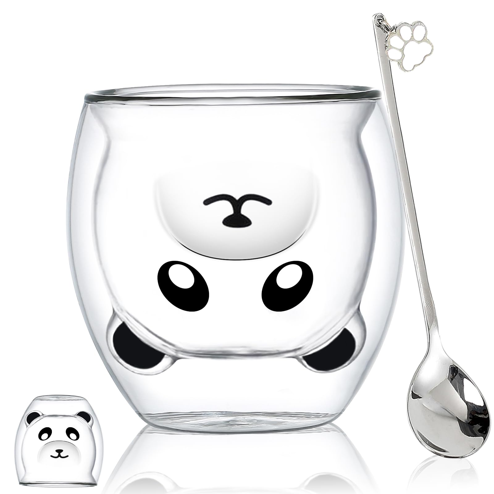 Cute Panda Mug - Double Wall Insulated Glass Coffee Cup for Espresso, Tea & Milk - Kawaii Panda Design - Perfect Birthday & Christmas Gift - Ideal for Home, Office & Gifts