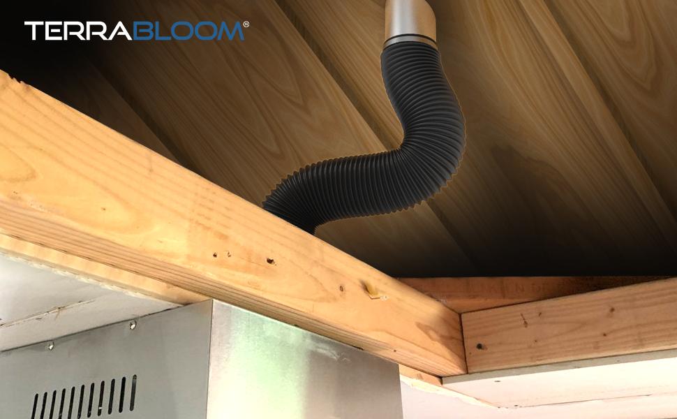 TerraBloom 4 Inch Air Duct - 25 FT Long Flexible HVAC Ducting with 2 Clamps for Grow Tents, Hydroponics & Ventilation Systems