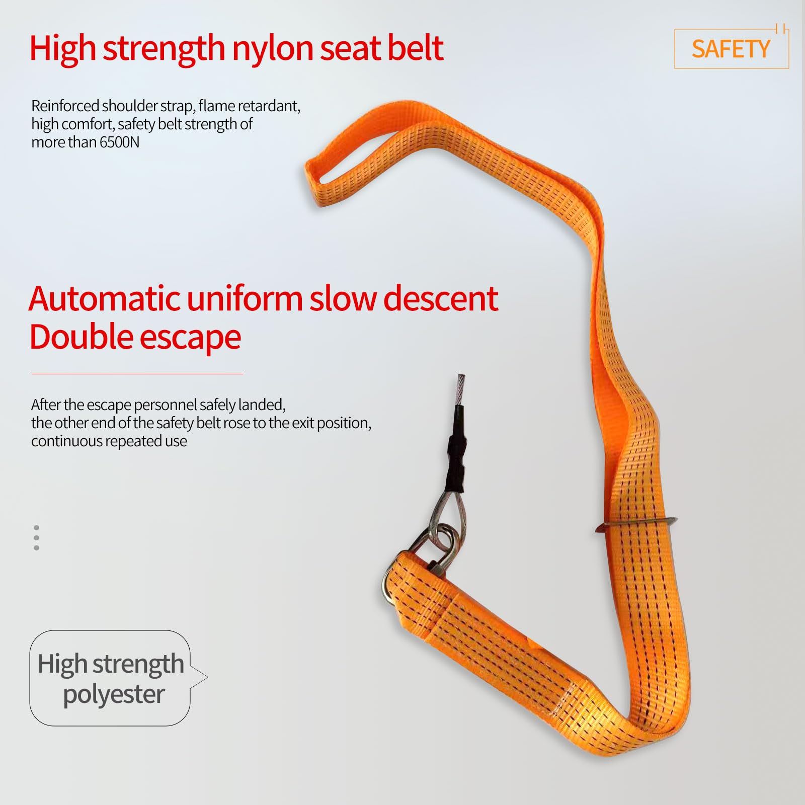 345FT (105M) Emergency Escape Rope System - High Rise Fire Safety Descent Device with Frame & Fire Prevention for Home & Office - Perfect for Fire Emergencies in Apartments, Hotels & Commercial Buildings