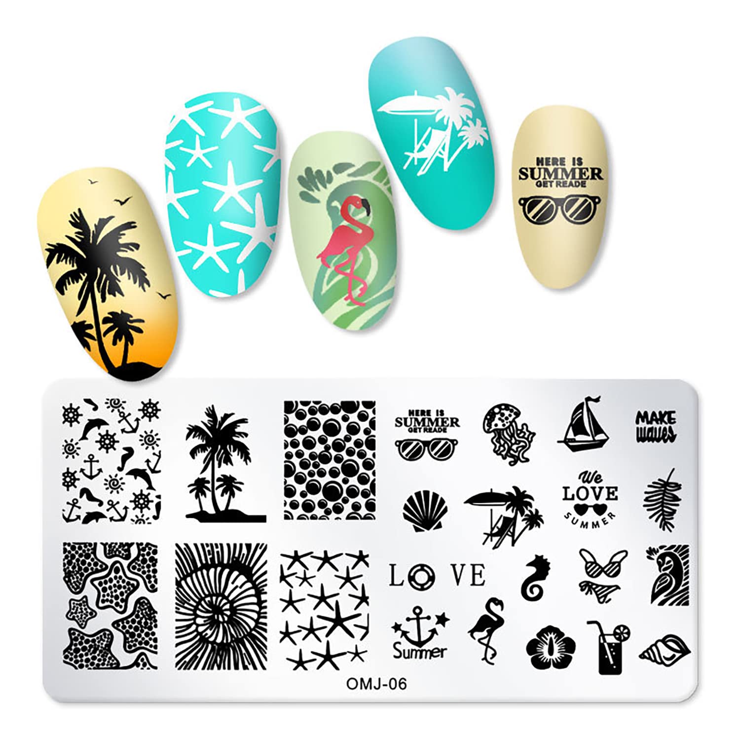 DANNEASY 6-Piece Nail Stamping Plate Set with Stamper & Scraper - Summer Abstract Design Nail Art Templates for DIY Manicure | Perfect for Nail Salons, Home Use & Gift Giving