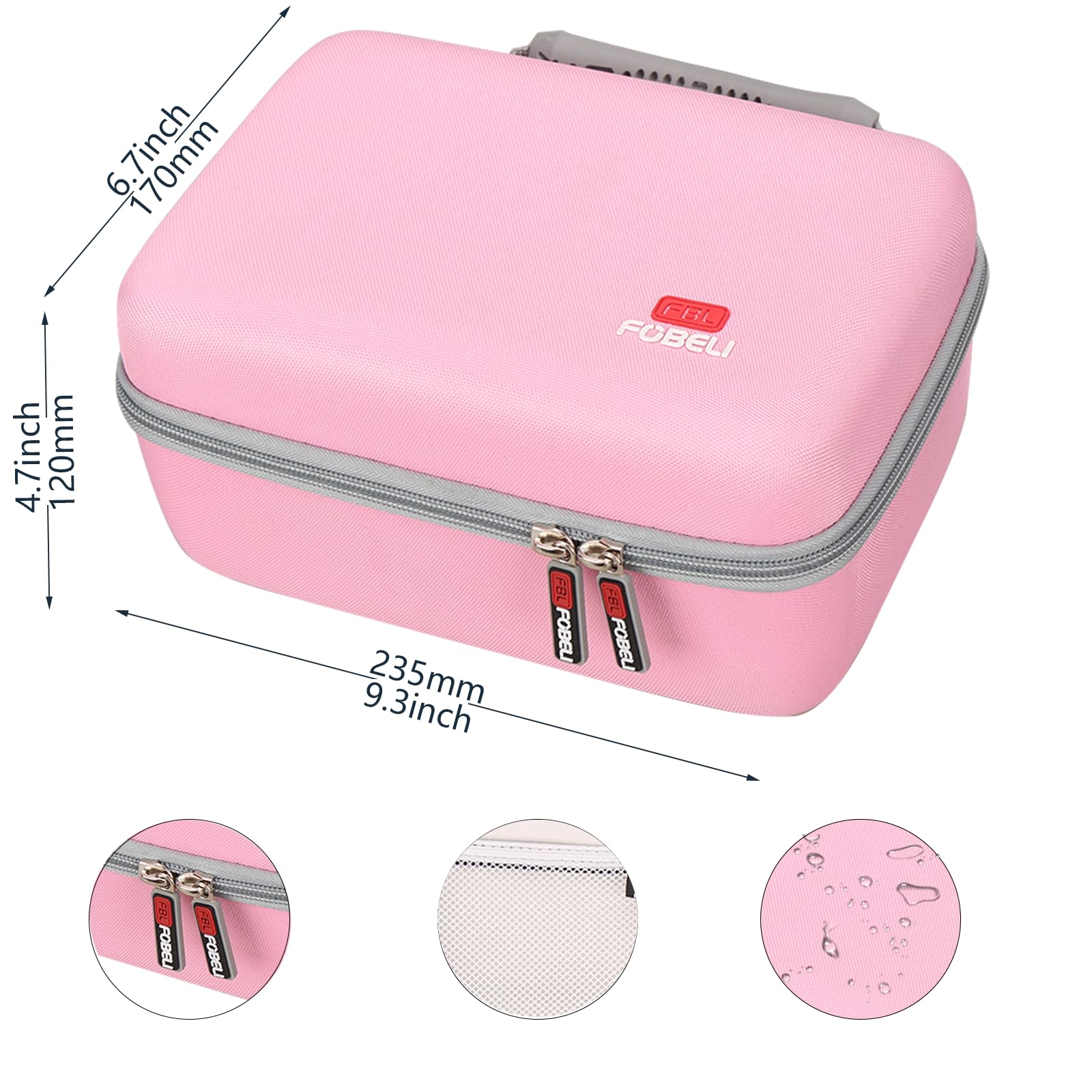 FBLFOBELI Hard Protective Case for Omezizy 241BT Wireless 4x6 Bluetooth Thermal Shipping Label Printer - Durable Pink Storage Cover | Perfect for Office, Warehouse & Home Shipping Label Printing