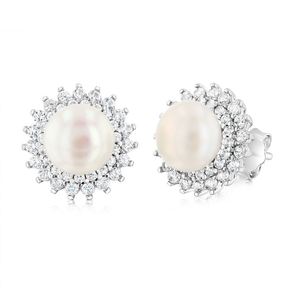 7-10mm Freshwater Pearl Necklace and Earrings Set in Sterling Silver - Perfect for Weddings, Parties & Elegant Occasions