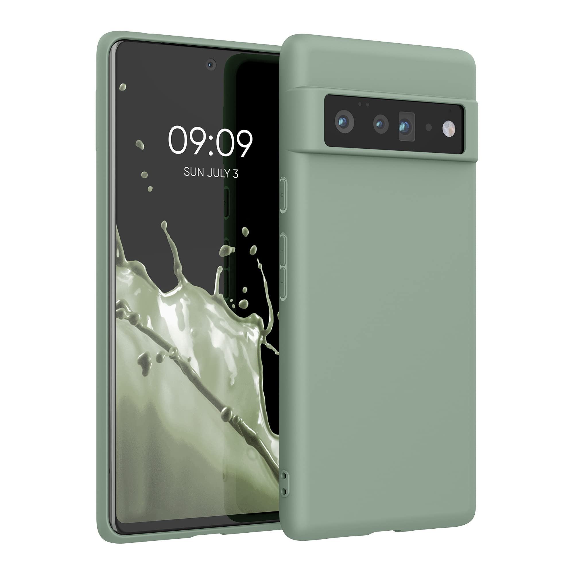 kwmobile TPU Case for Google Pixel 6 Pro - Slim Protective Cover in Gray Green for Everyday Use