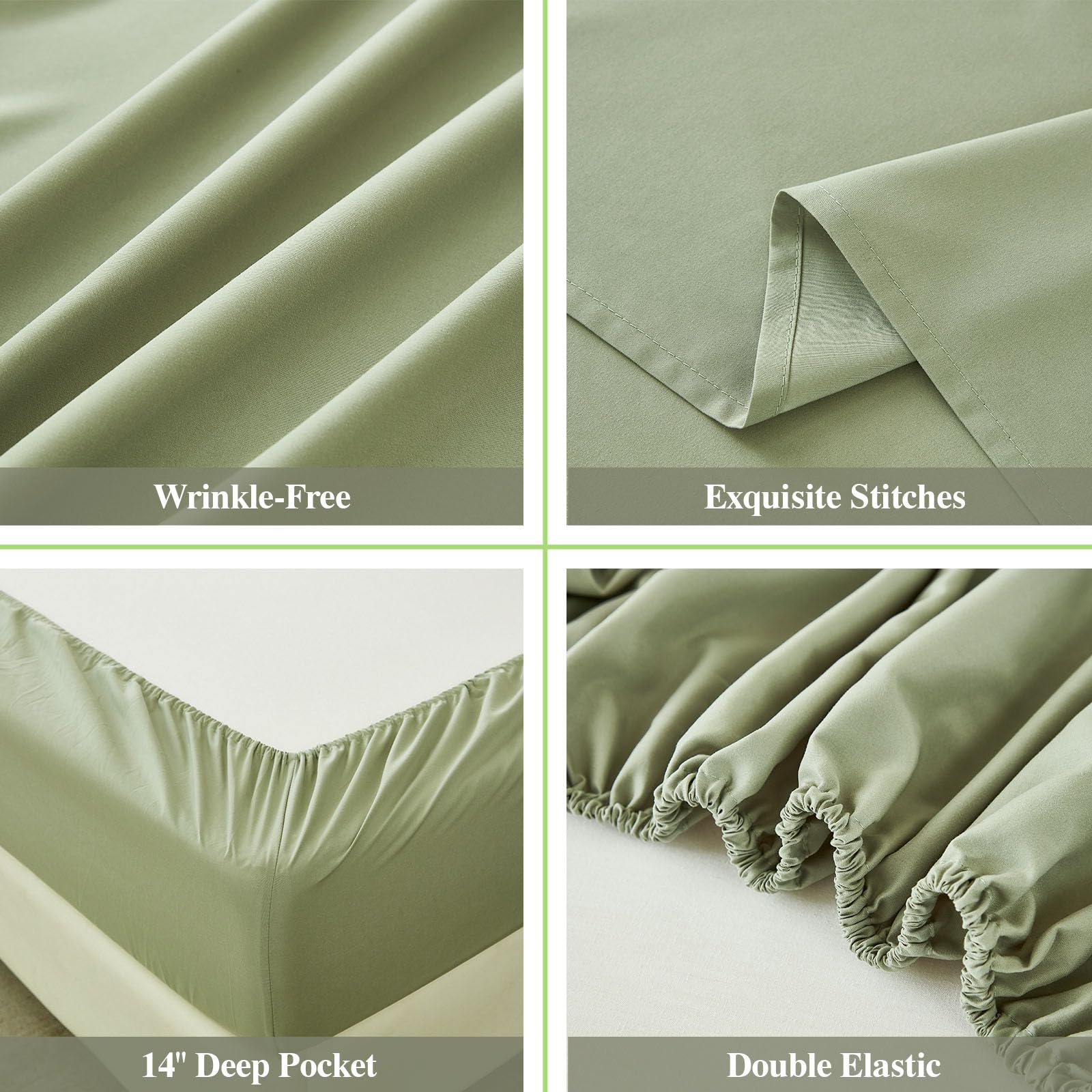 ILAVANDE 6-Piece Queen Size Bed Sheet Set - 1800 Series Luxury Microfiber, Ultra Soft & Breathable, Wrinkle Free, 14