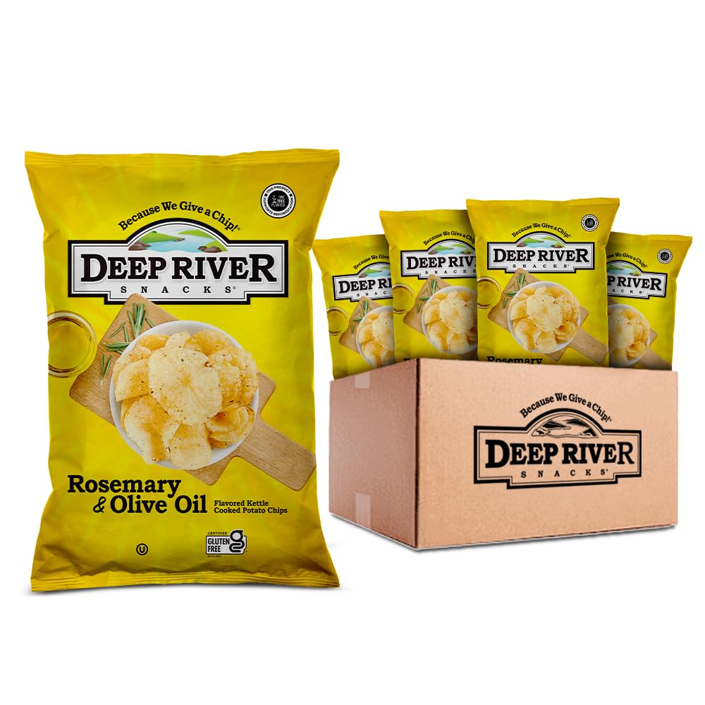 Deep River Snacks Kettle Chips - Rosemary & Olive Oil Flavor - 2oz Bags (24 Pack) | Healthy Snacks for Parties, Picnics & Office Lunch Breaks