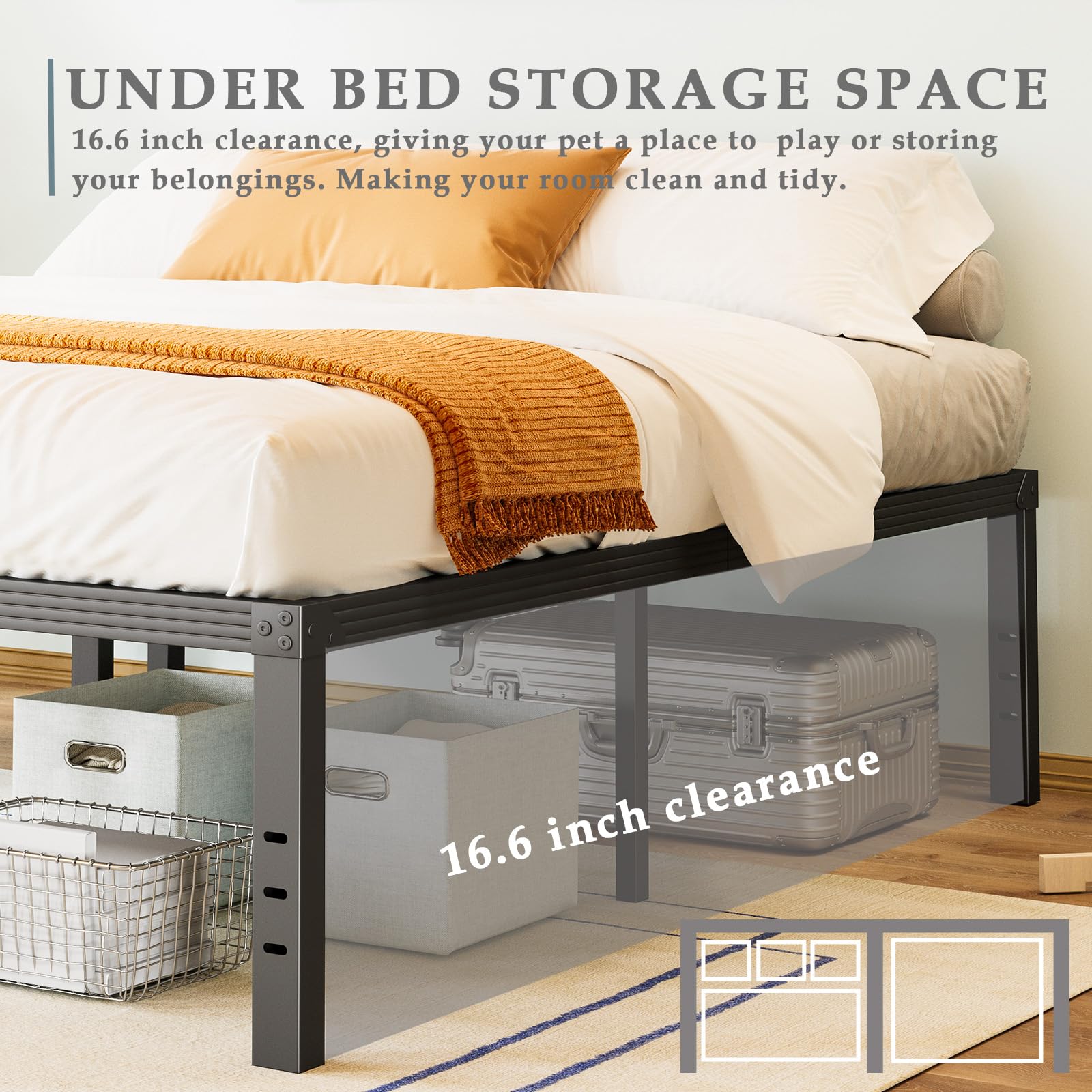 18 Inch Heavy Duty Twin Metal Bed Frame - No Box Spring Needed, Easy Assembly, Reinforced Steel Slats, Noise Free Mattress Foundation - Perfect for Kids Rooms, Guest Beds & Small Spaces (Black)