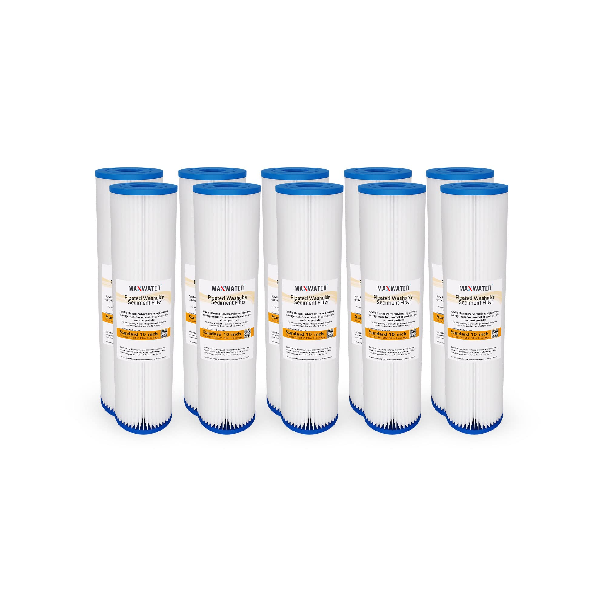 10 x 2.5 Inch 10 Micron Pleated Sediment Washable Filter Cartridge for 10