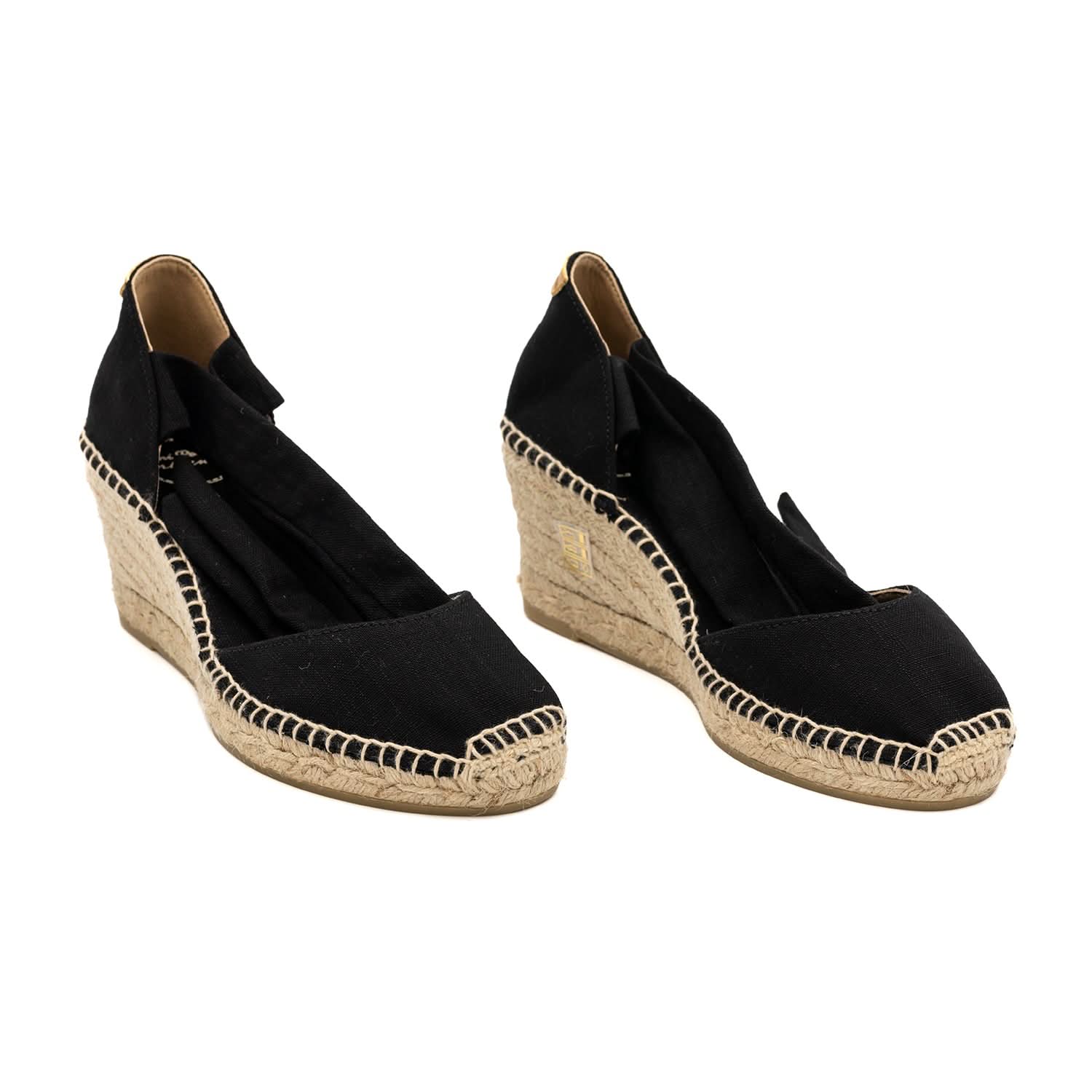 Women's Cotton Blend Wedge Espadrille Shoes with Ribbon Tie - Comfortable Summer Casual Flats for Beach, Vacation & Everyday Wear