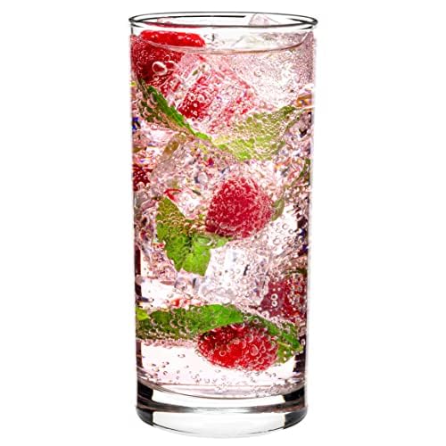 Vikko 12.25oz Thick & Durable Water Glasses Set of 4 - Heavy Duty Highball Tumblers for Kitchen, Dishwasher Safe Drinking Cups - Perfect for Iced Tea, Cocktails, Juice & Everyday Use