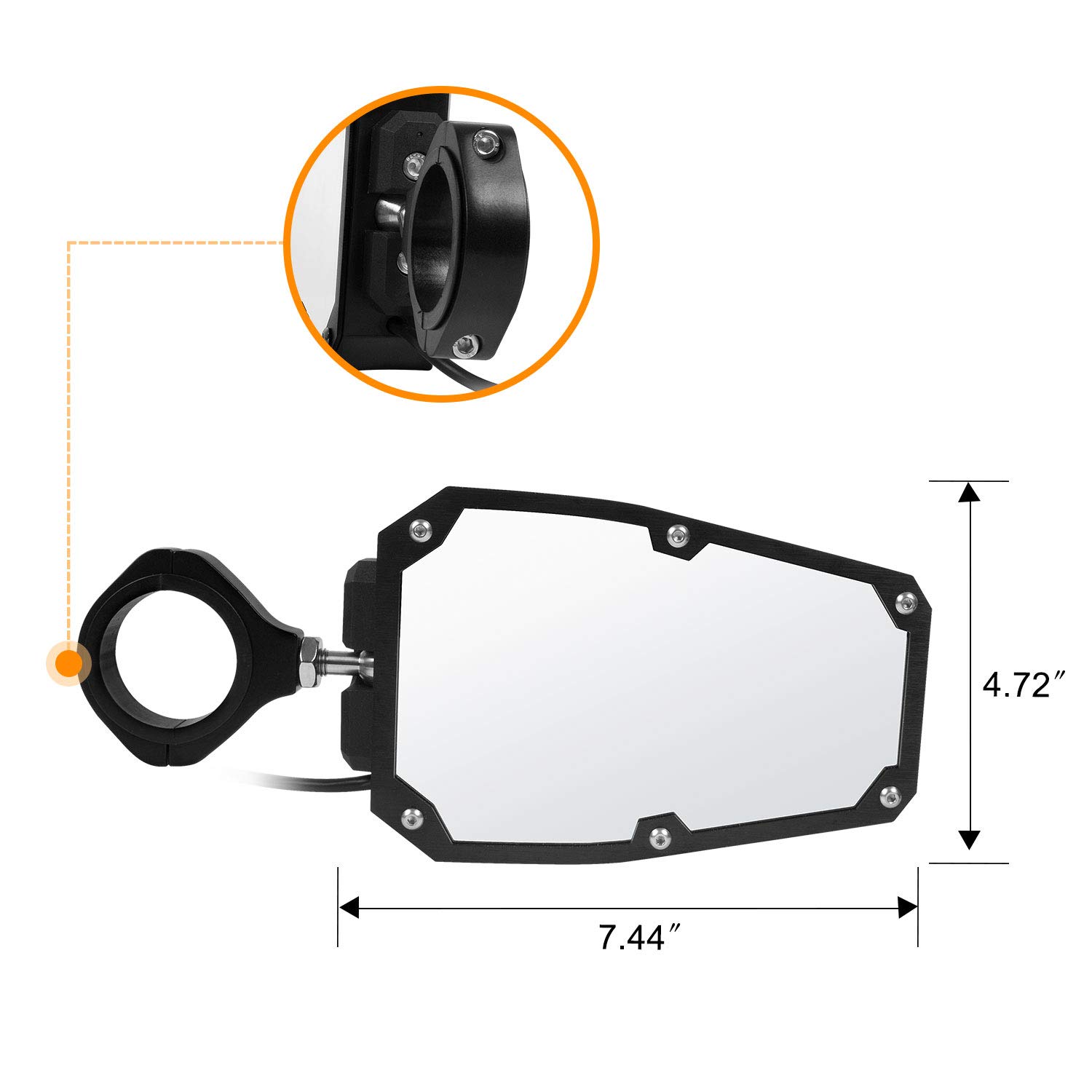 UTV RZR Off-Road Side Rear View Mirrors with LED Spot Light - Compatible with Polaris RZR XP 1000/900, Yamaha Rhino, Honda Pioneer/Talon, Kawasaki Teryx (1.75-2