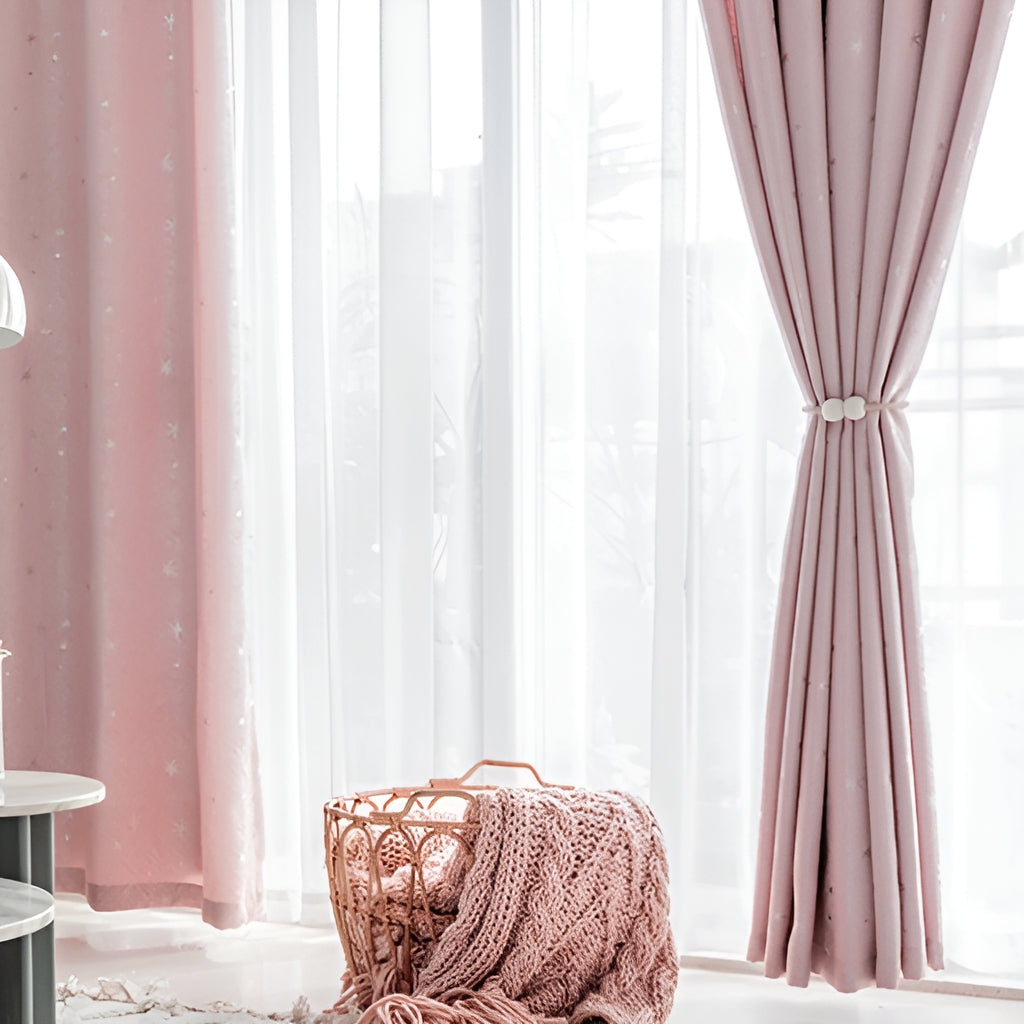 Colette Soundproof & Thermal Blackout Custom Curtain with Star Design - Perfect for Bedroom, Nursery & Home Theater Noise Reduction