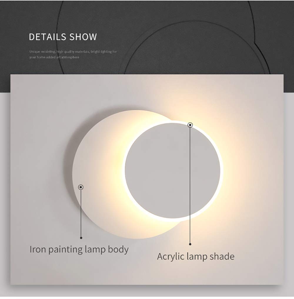 Modern LED Wall Sconce - Adjustable Acrylic Wall Light Fixture for Living Room, Bedroom, Hallway - Flexible Plate, Cool White Round Design (110-240V, 3000K-18W) - Perfect for Ambient Lighting in Home Decor and Commercial Spaces
