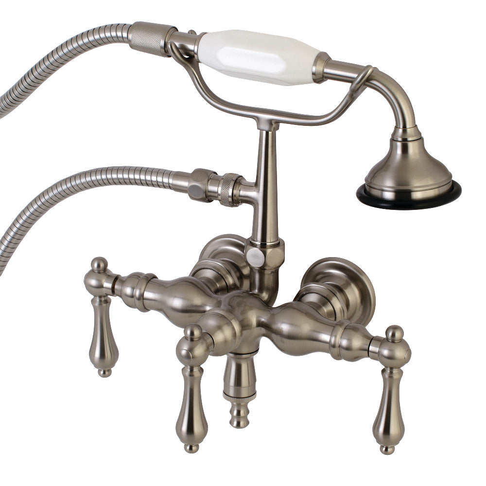 Kingston Brass AE19T7 Aqua Vintage 3 3/8 Inch Wall Mount Tub Faucet with Hand Shower - Classic Bathroom Fixture for Vintage Style Bathrooms & Spa Showers