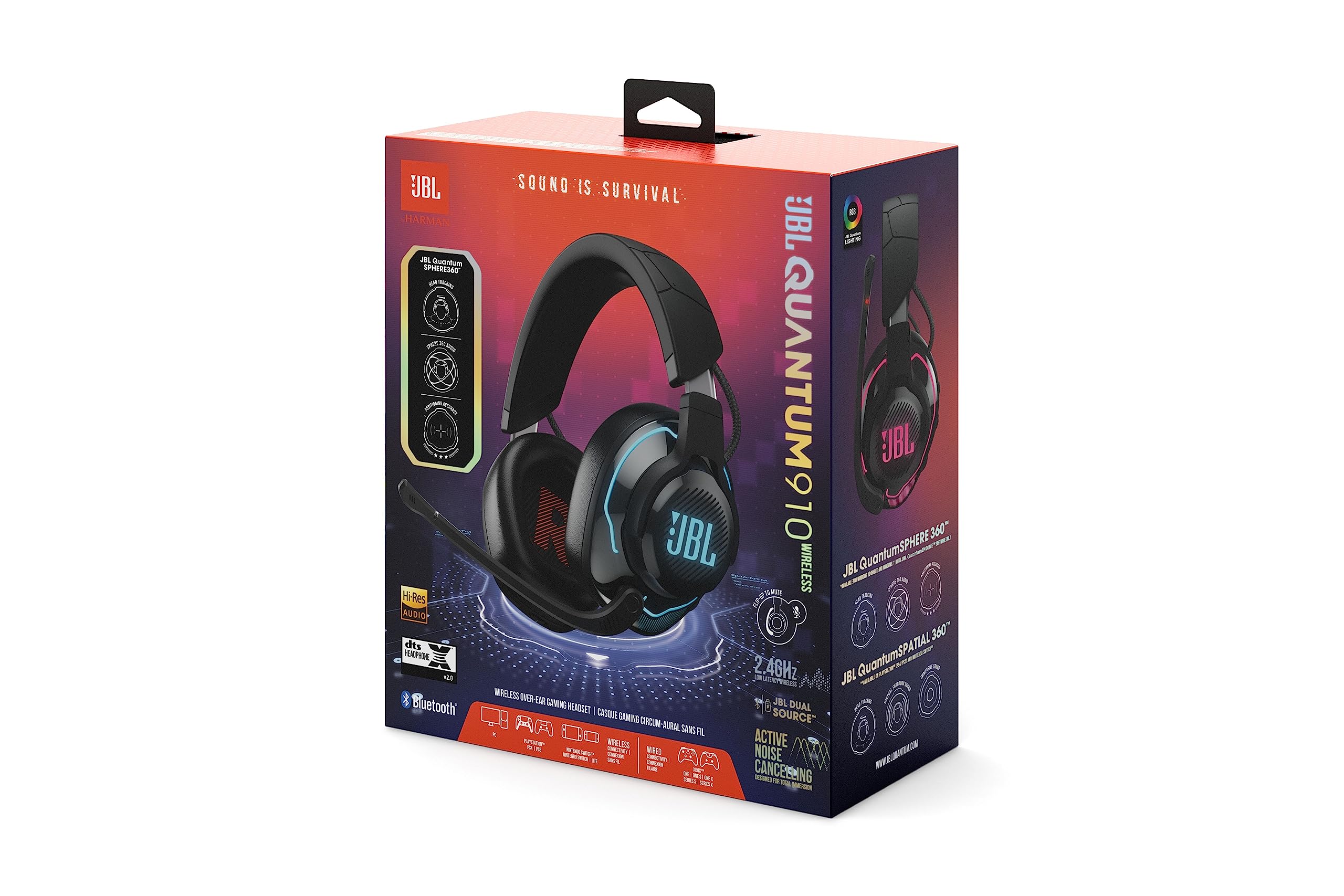 JBL Quantum 910 Wireless Gaming Headset with Active Noise Cancelling, Bluetooth, 30-Hour Battery & Detachable Mic - Black | Perfect for PC, PS5, Xbox & Mobile Gaming