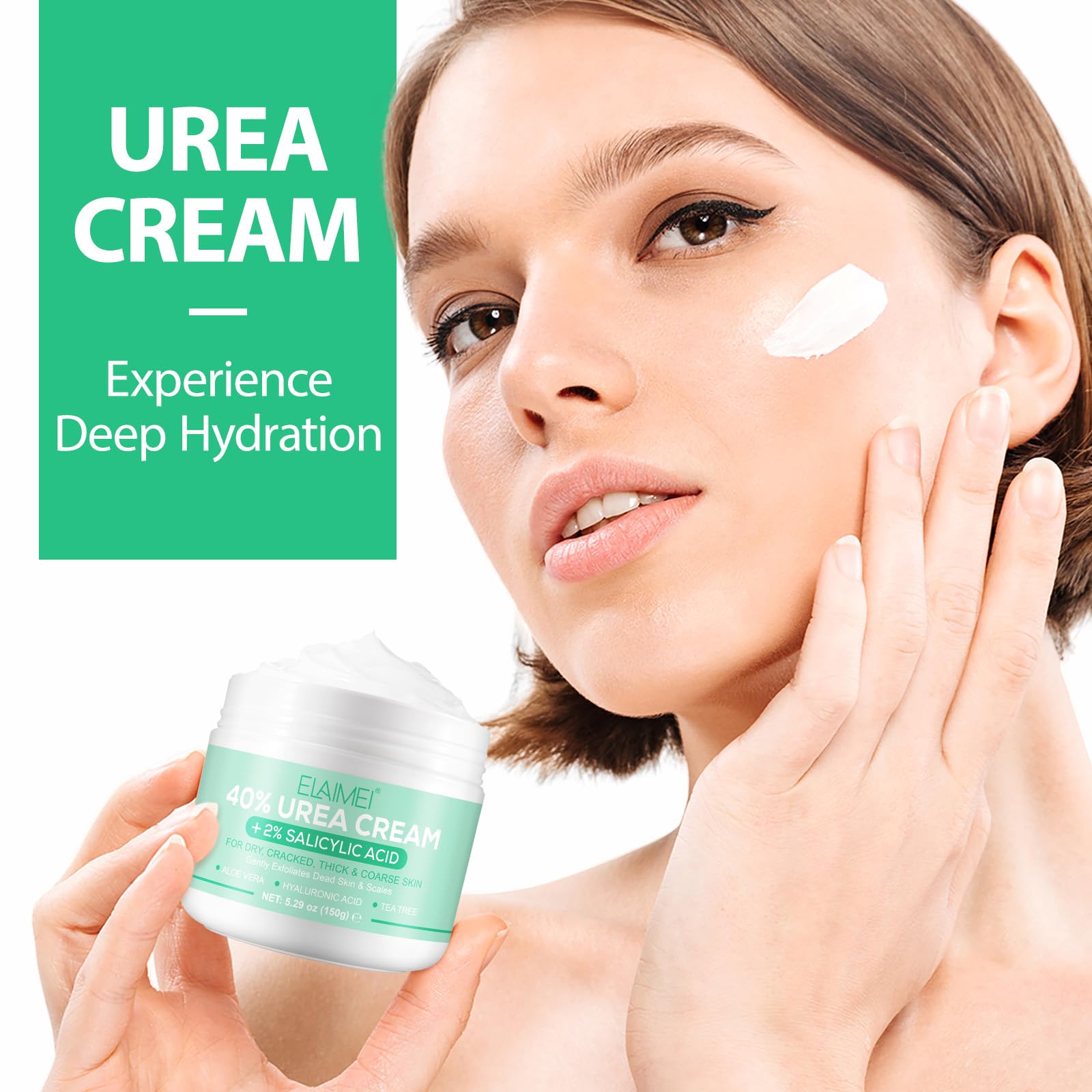 40% Urea Cream for Feet – Intensive Moisturizing Foot Cream for Thick, Cracked, Dry & Rough Skin – Enriched with Salicylic Acid, Tea Tree & Aloe Vera – Hydrating Lotion for Feet, Elbows, Hands & Knees – Perfect for Cracked Heels & Dry Skin Care