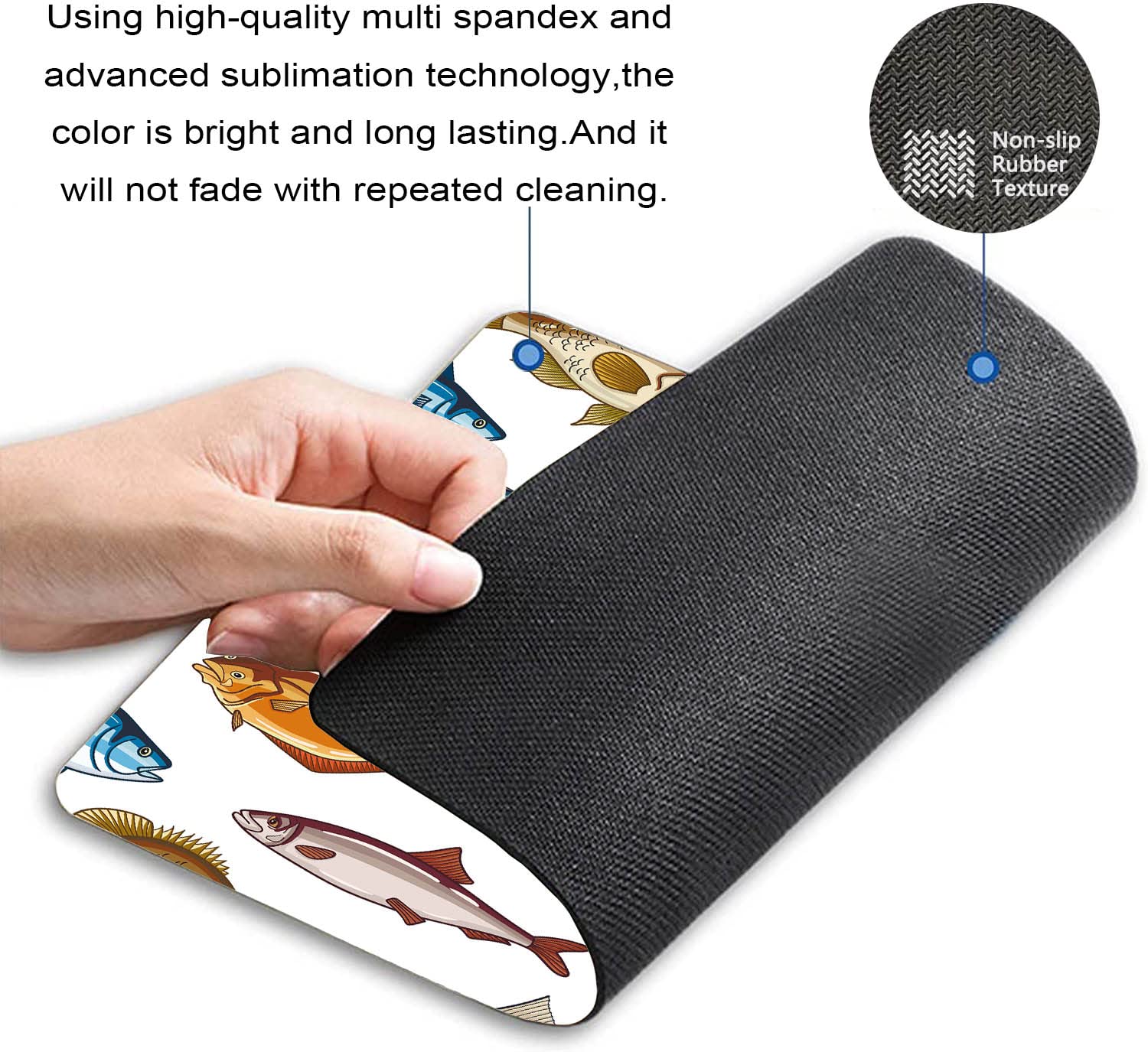 Non-Slip Rubber Base Mouse Pad - Fish Design Square Mouse Mat for Office & Laptop (9.5