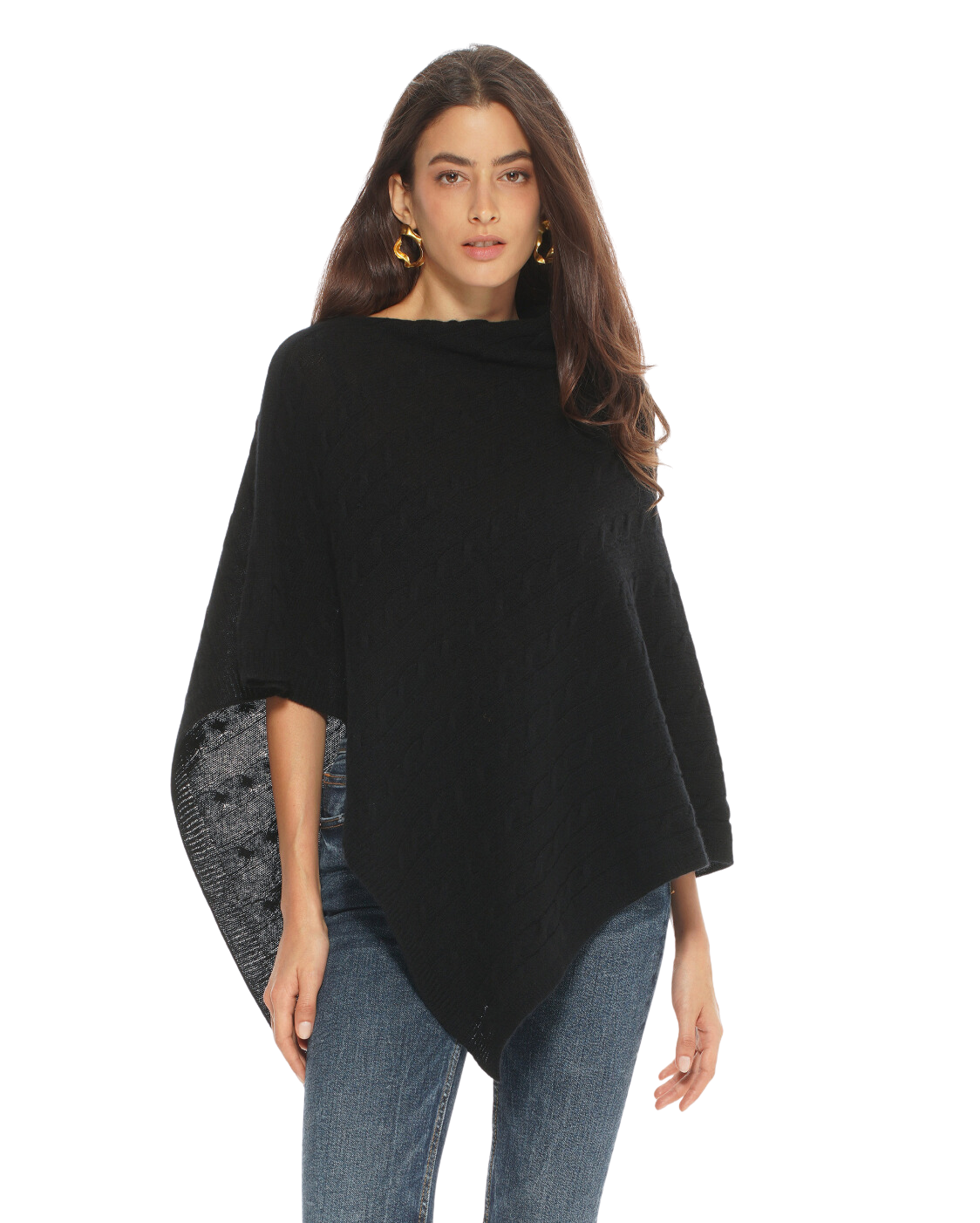 Women's Soft Pure Cashmere Cable Knit Poncho - Pastel Blue | Cozy Winter Wrap for Outdoors & Travel | Elegant Fashion Accessory