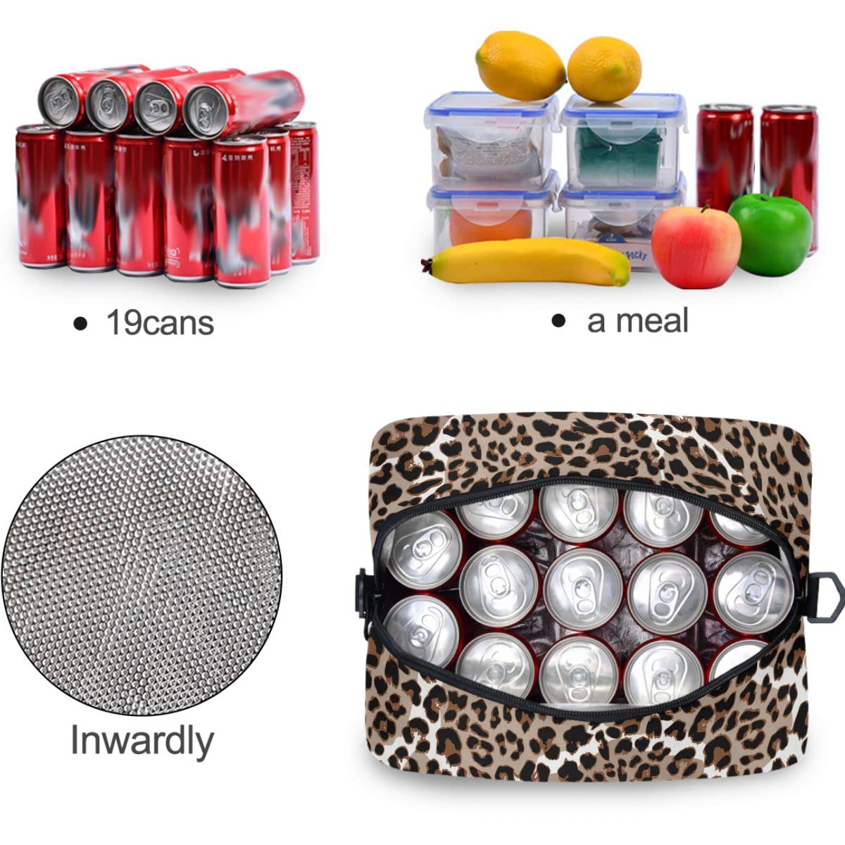 Insulated Lunch Bag Leopard/Jaguar Print - Reusable Leakproof Cooler Tote for Men & Women - Perfect for Work, School, Picnics & Outdoor Activities