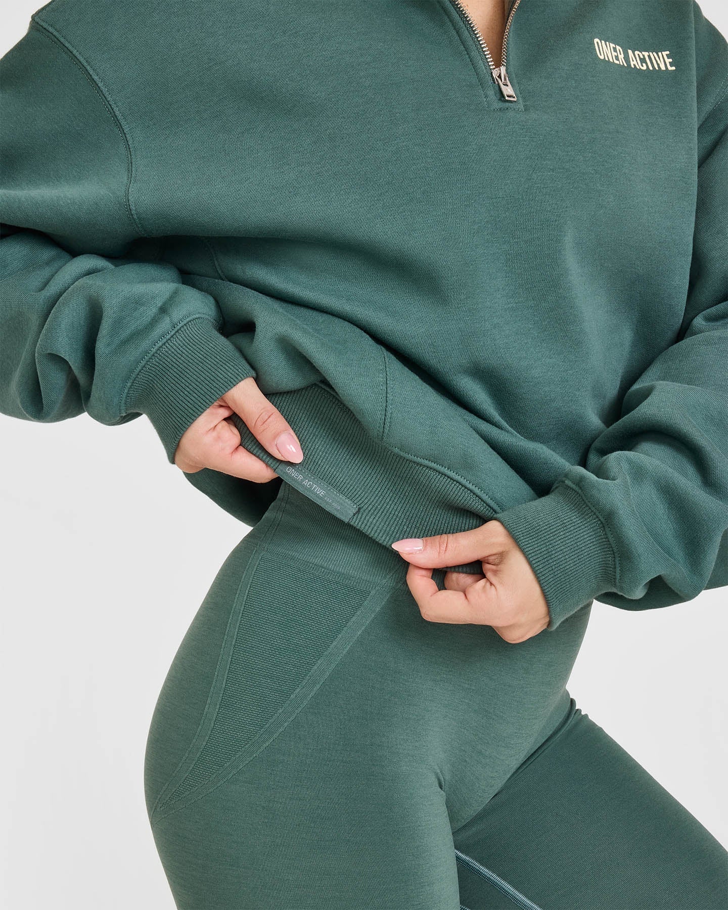 Foundations 1/4 Zip Pullover Sweatshirt - Printed Graphic Design in Iced Green | Casual Wear for Men & Women | Perfect for Outdoor Activities, Gym & Street Style