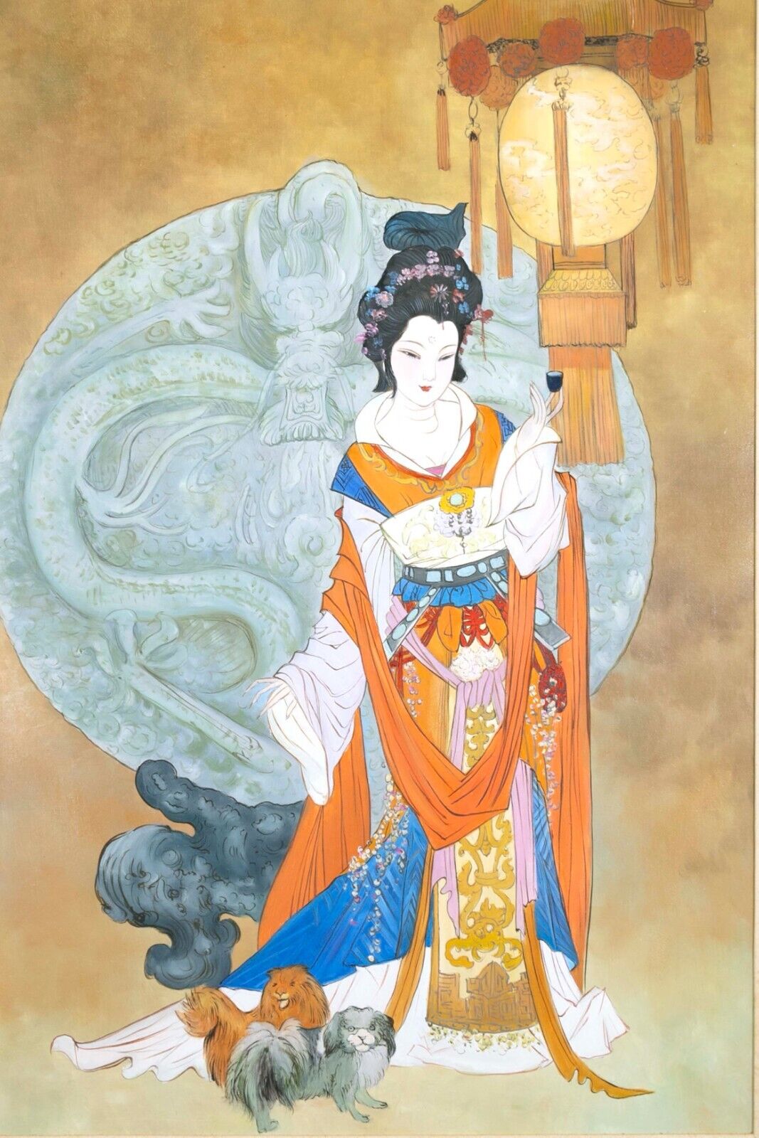 Hua Sanchuan A Night Banquet - Contemporary Figurative Asian Acrylic Painting on Canvas - Modern Wall Art for Living Room, Bedroom & Office Decor