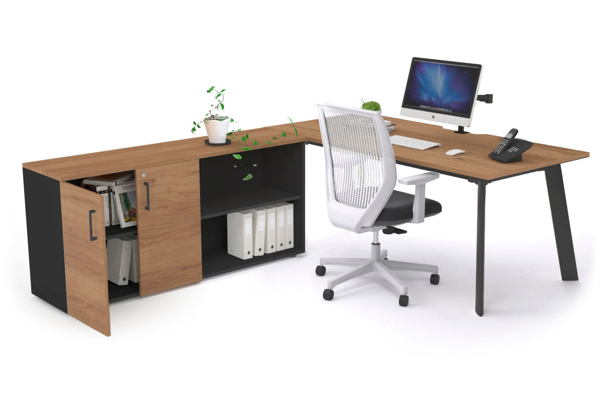 Switch Executive Setting With Uniform Spine Black Frame [1600L x 800W with Cable Scallop] - Premium Office Desk for Modern Workspaces