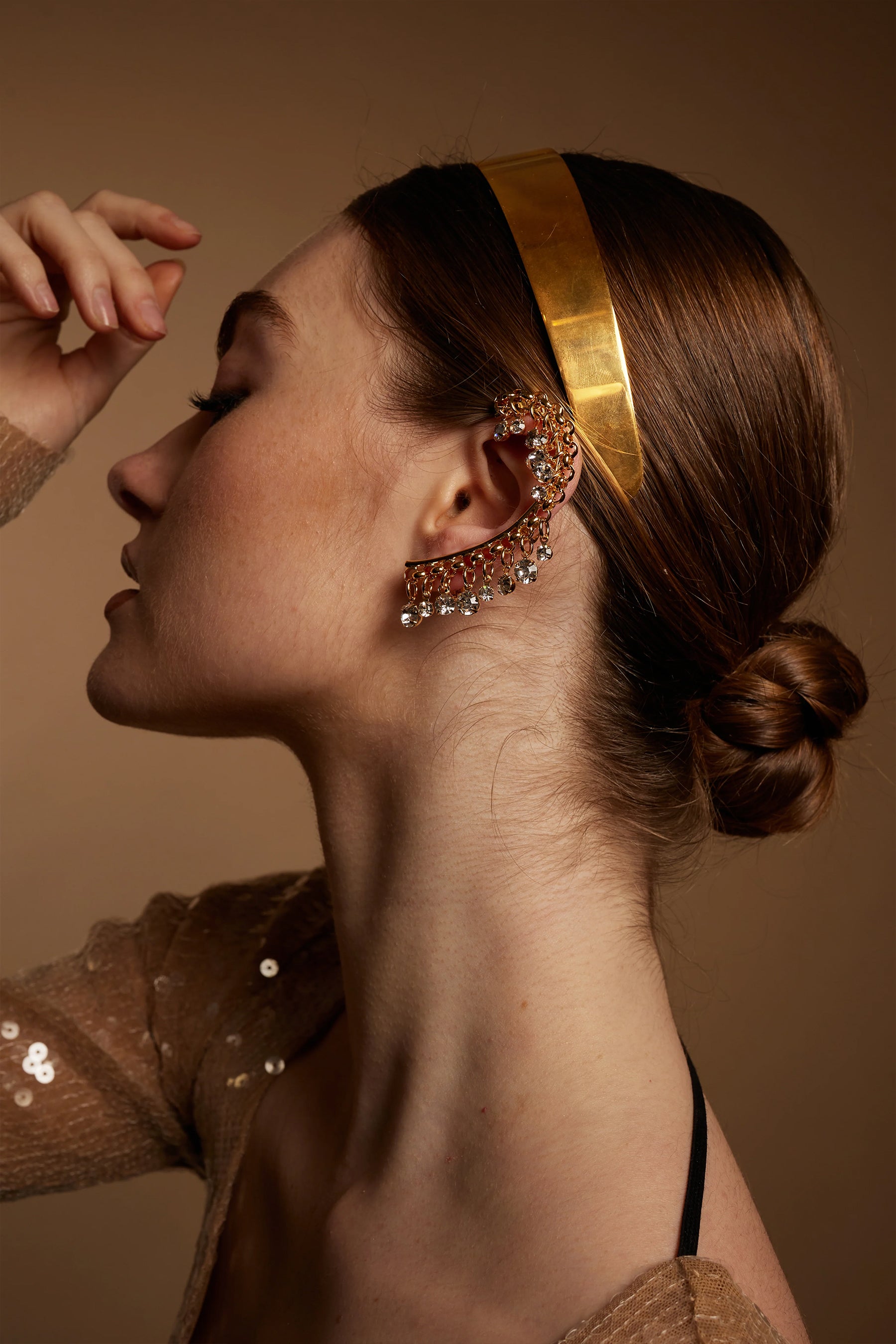 Vintage Crystal Ear Cuff - Elegant Non-Piercing Ear Jewelry for Women | Perfect for Parties, Weddings & Special Occasions