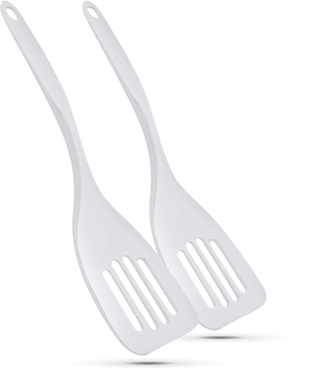 Ram-Pro 2-Pack Heavy Duty Melamine Spatula - Heat-Resistant Slotted Turner with Large Handle Hole - Perfect for Flipping Fish, Eggs & Pancakes - Durable Kitchen Utensil for Cooking, Grilling & Baking (Solid White)