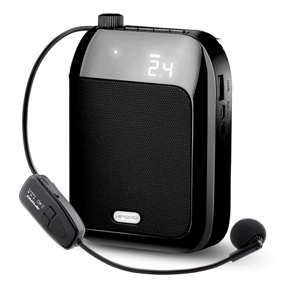2.4G Wireless Voice Amplifier with Waistband Headset - Portable Microphone for Teachers, Coaches, Tour Guides & Sales Promoters - Ideal for Classroom, Gym, Outdoor Tours & Presentations (Black)