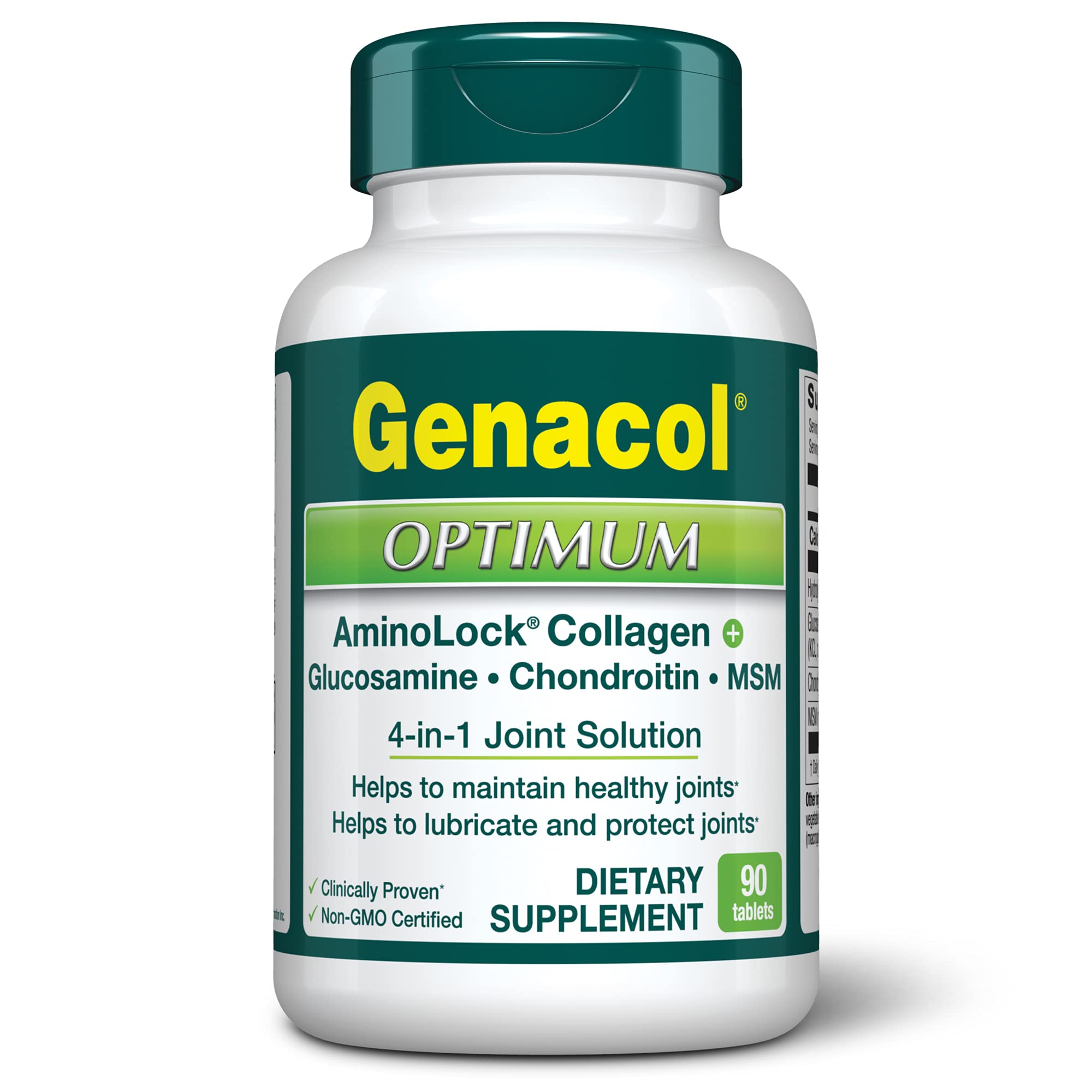 Genacol Glucosamine Chondroitin MSM Collagen Joint Support Supplement - 90 Tablets for Men & Women | Patented AminoLock Formula for Joint Pain Relief & Mobility | Supports Cartilage Health & Flexibility | Ideal for Active Lifestyles, Sports Recovery & Aging Joint Care