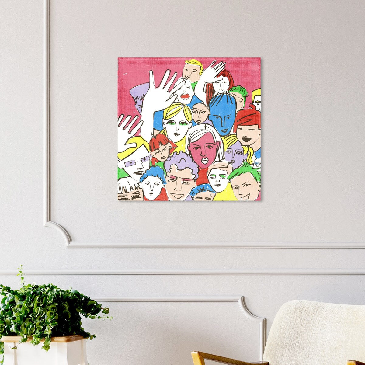 Modern Pink Canvas Wall Art Print - Concert People Music Theme Decor for Living Room, Bedroom & Office | Perfect Gift for Music Lovers & Home Decoration
