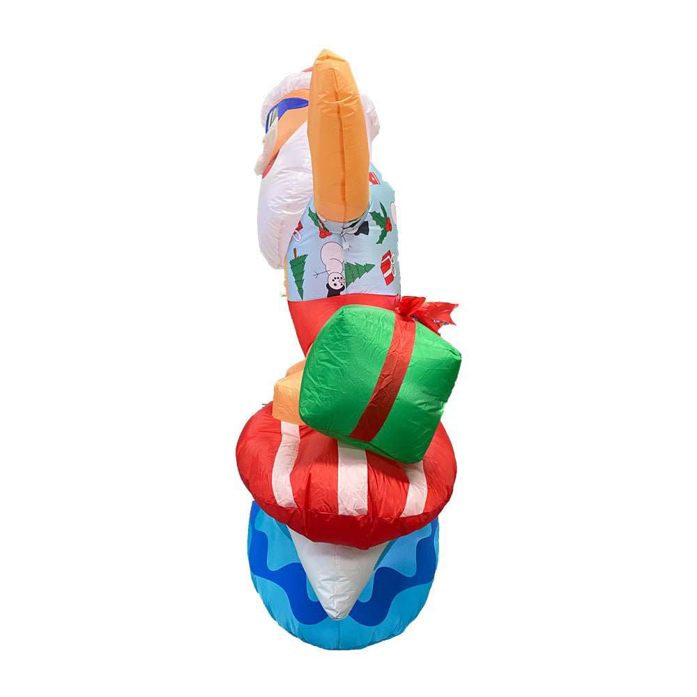 Inflatable 6ft LED Surfing Santa Christmas Decoration for Beach, Yard, and Holiday Party Decor - Waterproof Outdoor Xmas Decor with Bright Lights