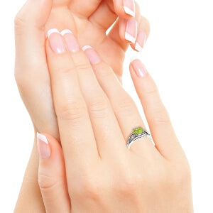 1.15 Carat 14K Solid White Gold Filigree Ring with Natural Peridot Gemstone | Elegant Jewelry for Women, Perfect for Weddings, Anniversaries & Special Occasions