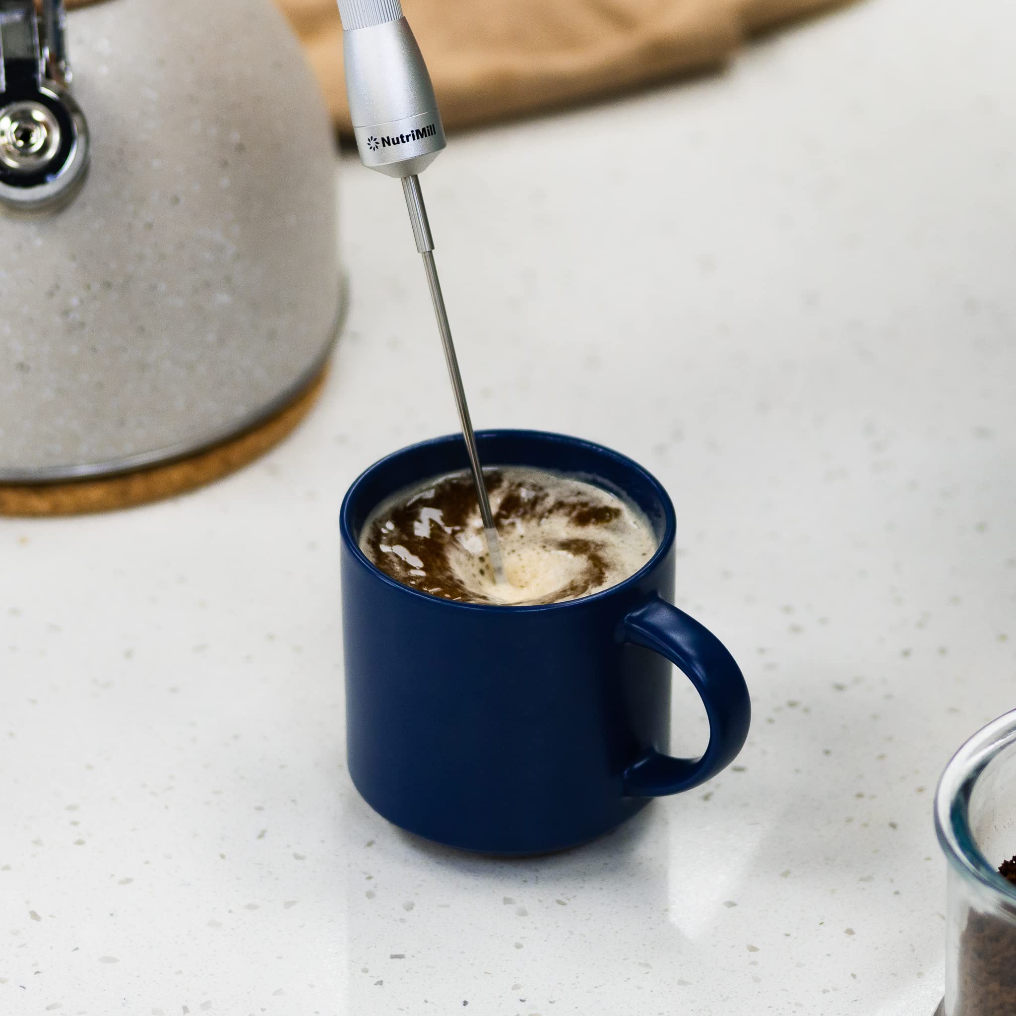 NutriMill Electric Milk Frother and Foamer with Powerful Propeller - Handheld Whisk for Coffee, Hot Chocolate, Matcha, and Smoothies - Perfect for Home, Office, and Cafe Use