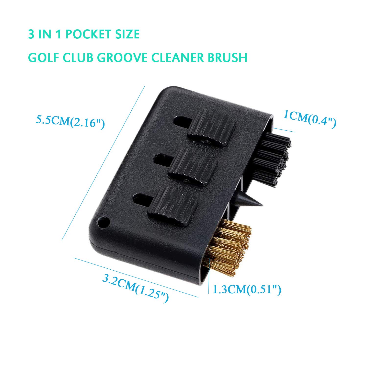 Gzingen 3-in-1 Retractable Golf Club Cleaner Brush Set (3 Pack) - Multi-Use Groove & Ball Cleaner Tool for Golf Club Maintenance | Perfect for Golf Course, Driving Range & Home Practice