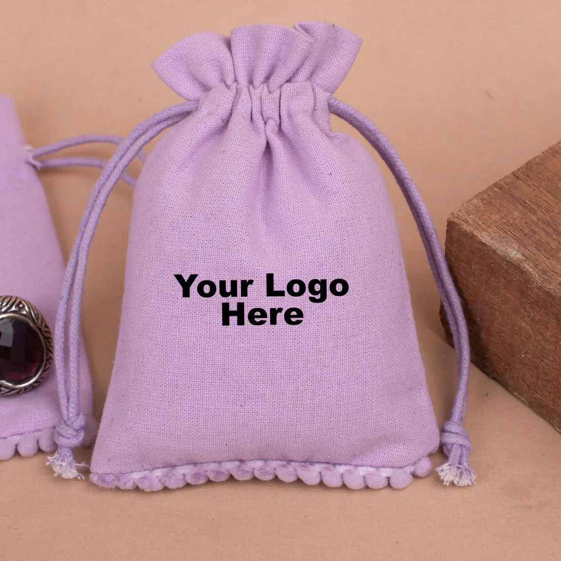 100 Personalized Lilac Designer Pouch with Bottom Pom Poms - Elegant Gift for Women, Bridesmaids & Best Friends - Perfect for Weddings, Birthdays & Special Occasions
