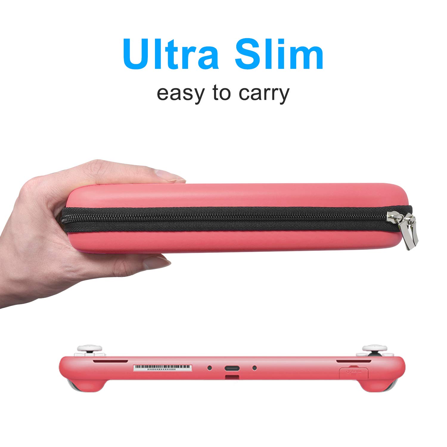 Nintendo Switch Lite Accessories Bundle - Coral Carry Case, TPU Protective Cover, Thumb Grip Covers & Screen Protector | Travel Protection Kit for Gaming on the Go