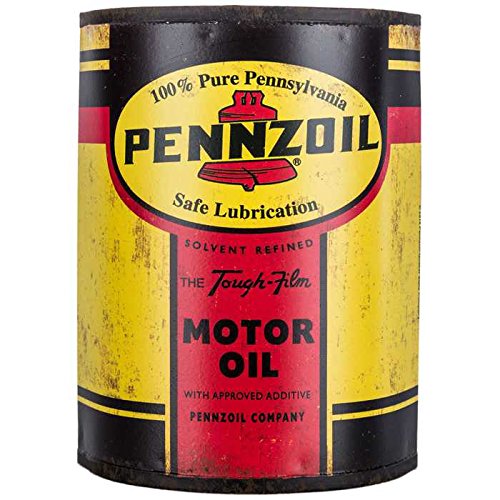 Vintage Pennzoil Metal Half Oil Can Wall Decor - Retro Garage & Man Cave Sign for Automotive Enthusiasts - Perfect for Home, Bar, or Workshop Décor