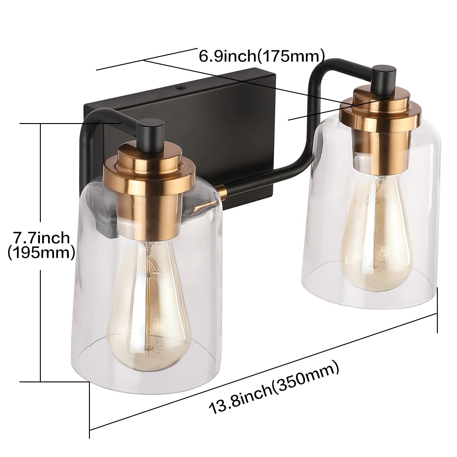 SOLFART 7600-2 & 7600-6 Vintage Vanity Light Fixtures Set - Black & Brass Bathroom Sconce Lighting (Bulbs Not Included) | Perfect for Vintage-Style Bathroom, Powder Room & Dressing Area Makeovers